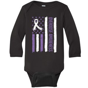 Overdose Awareness Month Flag Purple For Men And Women Baby Long Sleeve Bodysuit