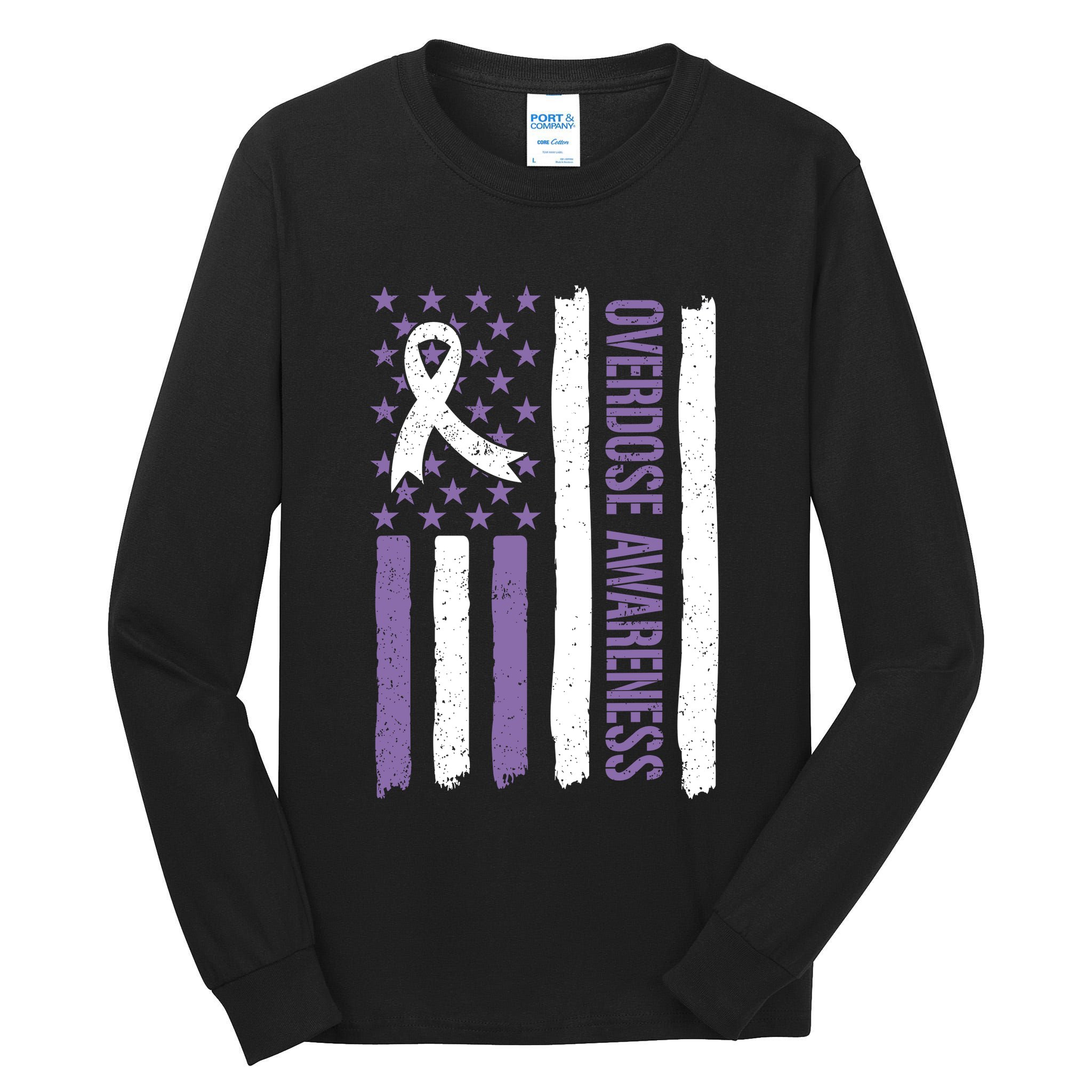 Overdose Awareness Month Flag Purple For Men And Women Tall Long Sleeve T-Shirt