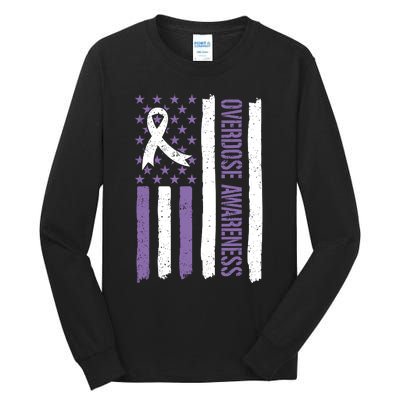 Overdose Awareness Month Flag Purple For Men And Women Tall Long Sleeve T-Shirt