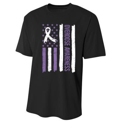 Overdose Awareness Month Flag Purple For Men And Women Performance Sprint T-Shirt