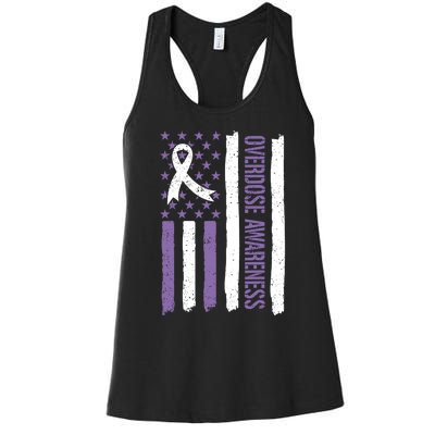 Overdose Awareness Month Flag Purple For Men And Women Women's Racerback Tank