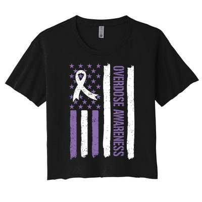 Overdose Awareness Month Flag Purple For Men And Women Women's Crop Top Tee