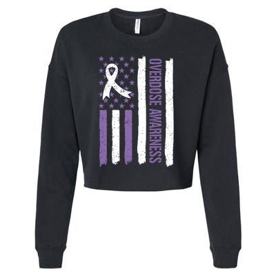 Overdose Awareness Month Flag Purple For Men And Women Cropped Pullover Crew