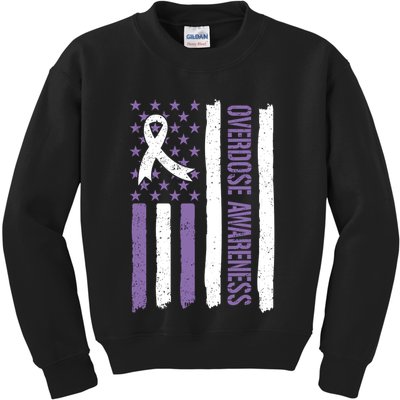 Overdose Awareness Month Flag Purple For Men And Women Kids Sweatshirt