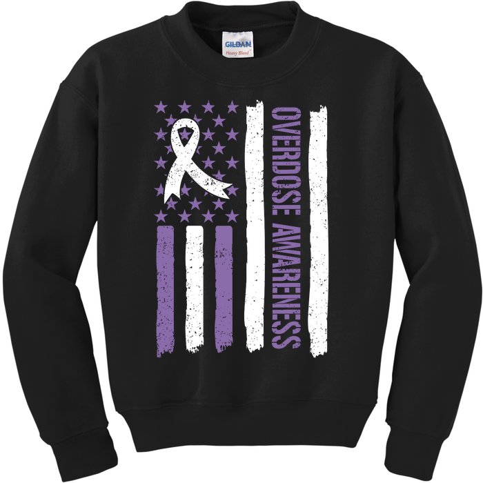 Overdose Awareness Month Flag Purple For Men And Women Kids Sweatshirt