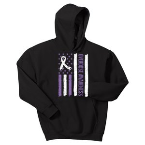 Overdose Awareness Month Flag Purple For Men And Women Kids Hoodie