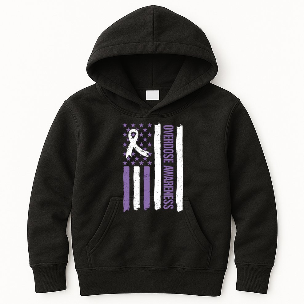 Overdose Awareness Month Flag Purple For Men And Women Kids Hoodie