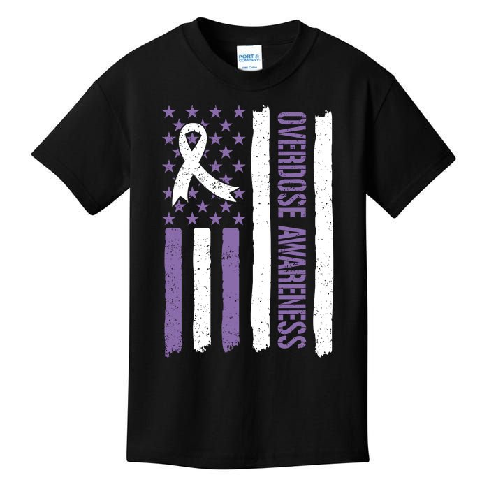 Overdose Awareness Month Flag Purple For Men And Women Kids T-Shirt