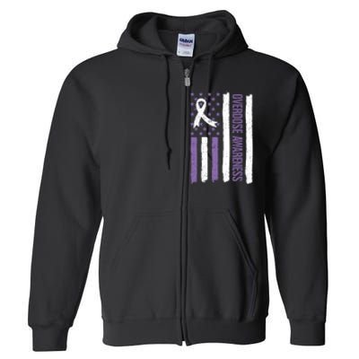 Overdose Awareness Month Flag Purple For Men And Women Full Zip Hoodie