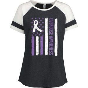 Overdose Awareness Month Flag Purple For Men And Women Enza Ladies Jersey Colorblock Tee