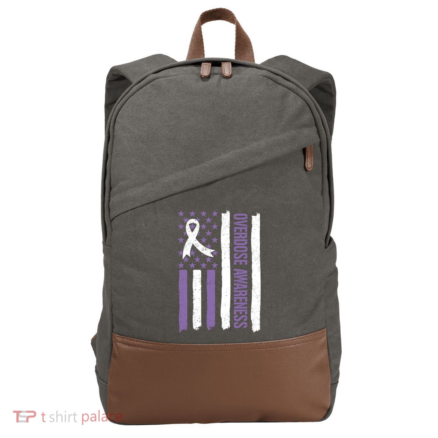 Overdose Awareness Month Flag Purple For Men And Women Cotton Canvas Backpack