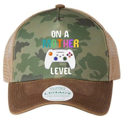 On A Mother Level Up Mothers Day Gamer Mom Retro Controller Gift Legacy Tie Dye Trucker Hat