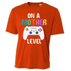 On A Mother Level Up Mothers Day Gamer Mom Retro Controller Gift Cooling Performance Crew T-Shirt