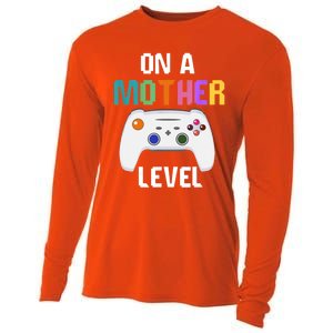 On A Mother Level Up Mothers Day Gamer Mom Retro Controller Gift Cooling Performance Long Sleeve Crew