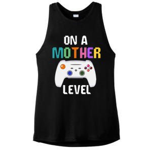 On A Mother Level Up Mothers Day Gamer Mom Retro Controller Gift Ladies PosiCharge Tri-Blend Wicking Tank