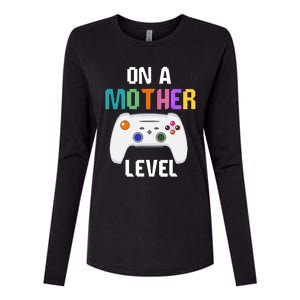 On A Mother Level Up Mothers Day Gamer Mom Retro Controller Gift Womens Cotton Relaxed Long Sleeve T-Shirt