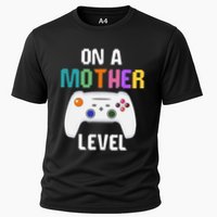 On A Mother Level Up Mothers Day Gamer Mom Retro Controller Gift Cooling Performance Crew T-Shirt