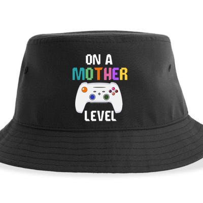 On A Mother Level Up Mothers Day Gamer Mom Retro Controller Gift Sustainable Bucket Hat
