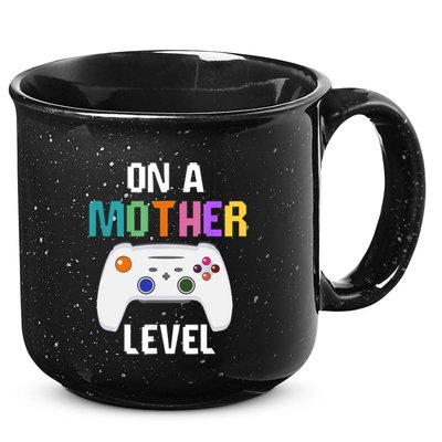 On A Mother Level Up Mothers Day Gamer Mom Retro Controller Gift 15oz Campfire Ceramic Mug