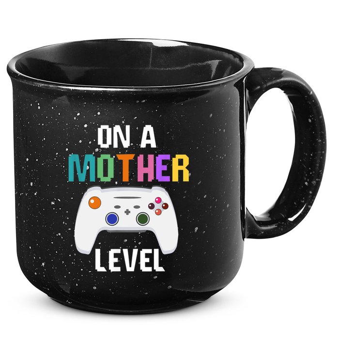 On A Mother Level Up Mothers Day Gamer Mom Retro Controller Gift 15oz Campfire Ceramic Mug