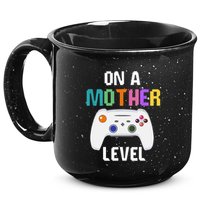 On A Mother Level Up Mothers Day Gamer Mom Retro Controller Gift 15oz Campfire Ceramic Mug