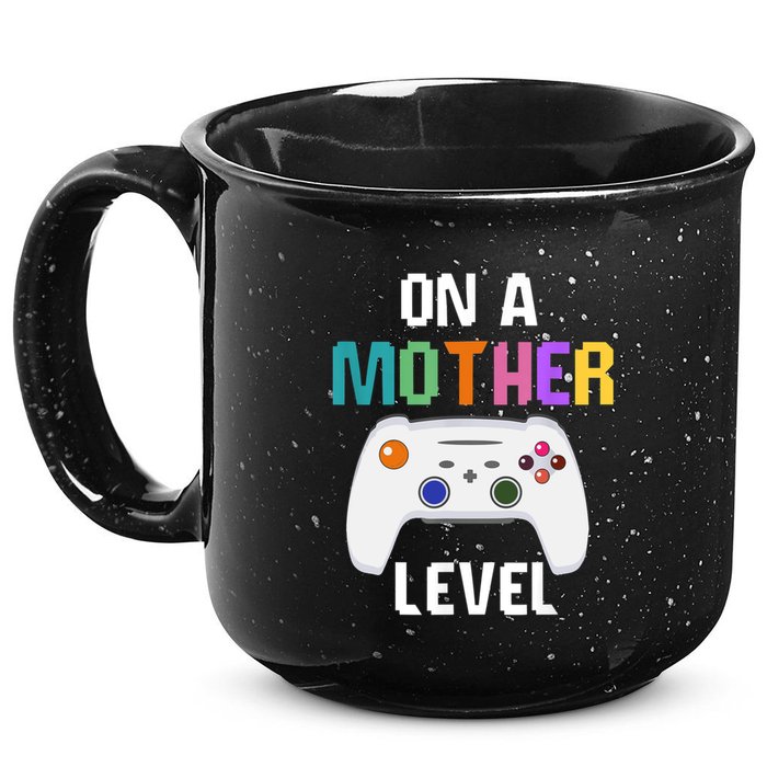 On A Mother Level Up Mothers Day Gamer Mom Retro Controller Gift 15oz Campfire Ceramic Mug