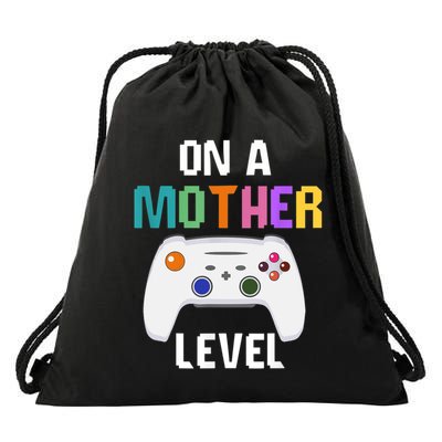 On A Mother Level Up Mothers Day Gamer Mom Retro Controller Gift Drawstring Bag
