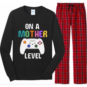 On A Mother Level Up Mothers Day Gamer Mom Retro Controller Gift Long Sleeve Pajama Set