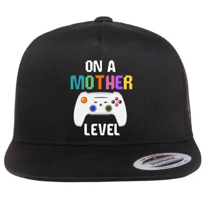 On A Mother Level Up Mothers Day Gamer Mom Retro Controller Gift Flatbill Hat