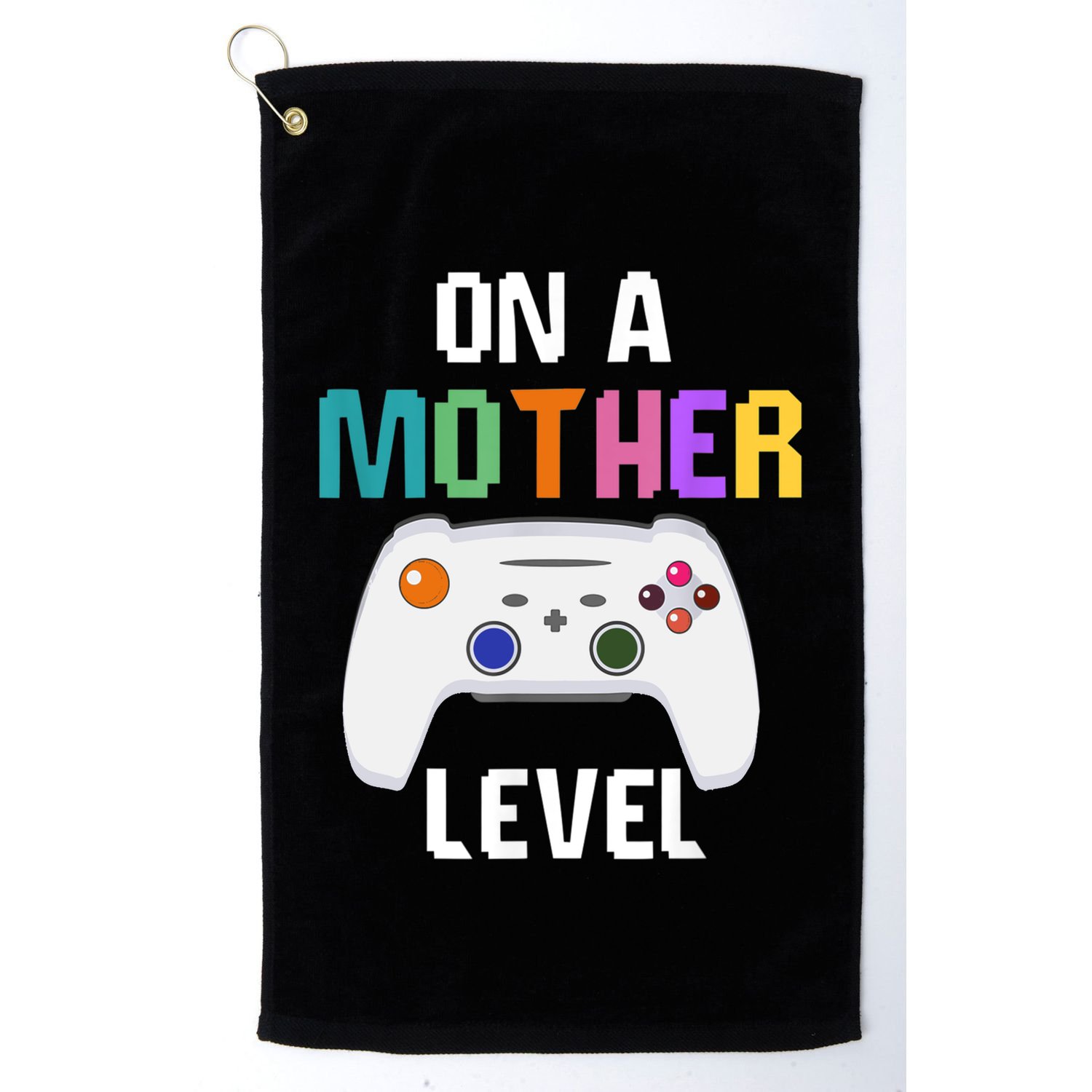 On A Mother Level Up Mothers Day Gamer Mom Retro Controller Gift Golf Towel