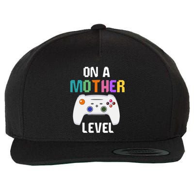 On A Mother Level Up Mothers Day Gamer Mom Retro Controller Gift Wool Snapback Cap