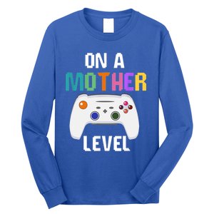 On A Mother Level Up Mothers Day Gamer Mom Retro Controller Gift Long Sleeve Shirt