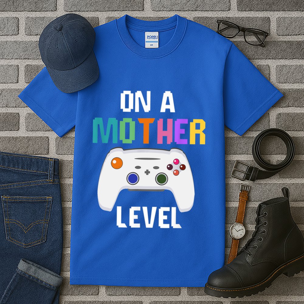 On A Mother Level Up Mothers Day Gamer Mom Retro Controller Gift Tall T-Shirt