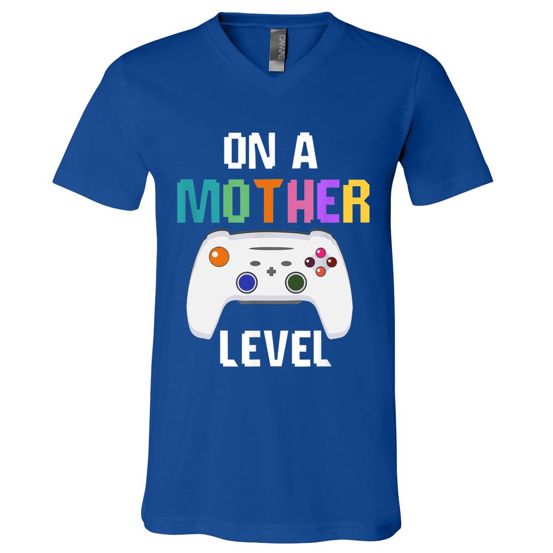 On A Mother Level Up Mothers Day Gamer Mom Retro Controller Gift V-Neck T-Shirt