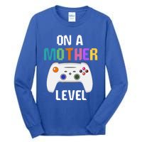 On A Mother Level Up Mothers Day Gamer Mom Retro Controller Gift Tall Long Sleeve T-Shirt