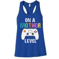 On A Mother Level Up Mothers Day Gamer Mom Retro Controller Gift Women's Racerback Tank