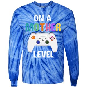 On A Mother Level Up Mothers Day Gamer Mom Retro Controller Gift Tie-Dye Long Sleeve Shirt