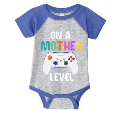 On A Mother Level Up Mothers Day Gamer Mom Retro Controller Gift Infant Baby Jersey Bodysuit