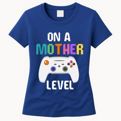 On A Mother Level Up Mothers Day Gamer Mom Retro Controller Gift Womens T-Shirt