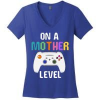 On A Mother Level Up Mothers Day Gamer Mom Retro Controller Gift Women's V-Neck T-Shirt