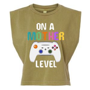 On A Mother Level Up Mothers Day Gamer Mom Retro Controller Gift Garment-Dyed Women's Muscle Tee