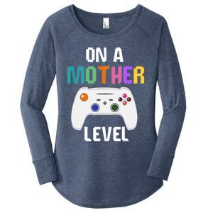 On A Mother Level Up Mothers Day Gamer Mom Retro Controller Gift Women's Perfect Tri Tunic Long Sleeve Shirt