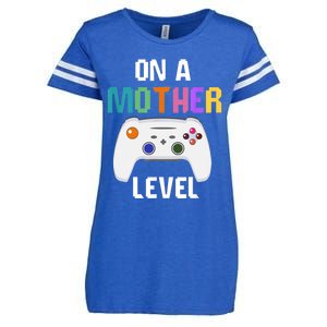 On A Mother Level Up Mothers Day Gamer Mom Retro Controller Gift Enza Ladies Jersey Football T-Shirt