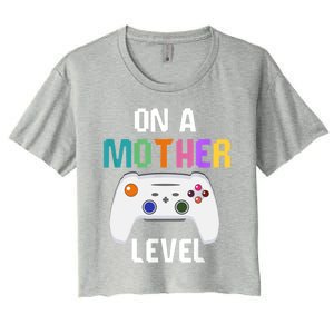 On A Mother Level Up Mothers Day Gamer Mom Retro Controller Gift Women's Crop Top Tee