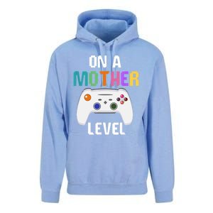 On A Mother Level Up Mothers Day Gamer Mom Retro Controller Gift Unisex Surf Hoodie