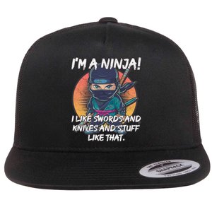 Only A Ninja Can Stop A Ninja Flat Bill Trucker Hat