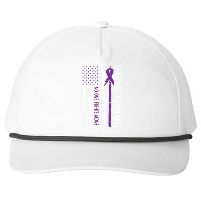 Overdose Awareness Noone Fights Alone Purple Ribbon Flag Snapback Five-Panel Rope Hat