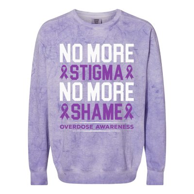 Overdose Awareness No More Stigma No More Shame Addiction Colorblast Crewneck Sweatshirt