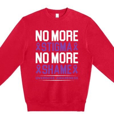 Overdose Awareness No More Stigma No More Shame Addiction Premium Crewneck Sweatshirt