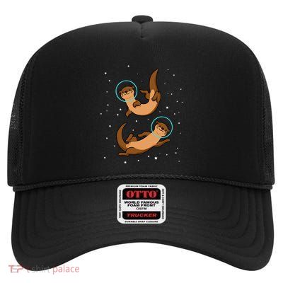 Otter Astronaut Otter Gift Women Space Sea Otter High Crown Mesh Back Trucker Hat